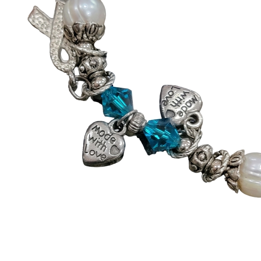 Blue and Silver Cancer Sucks Bracelet